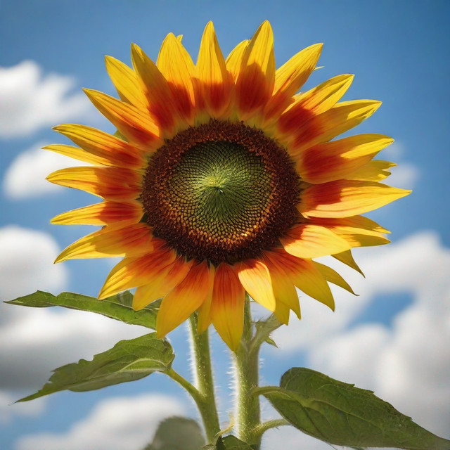 Stone single artwork by imoliver: a sunflower against a blue sky